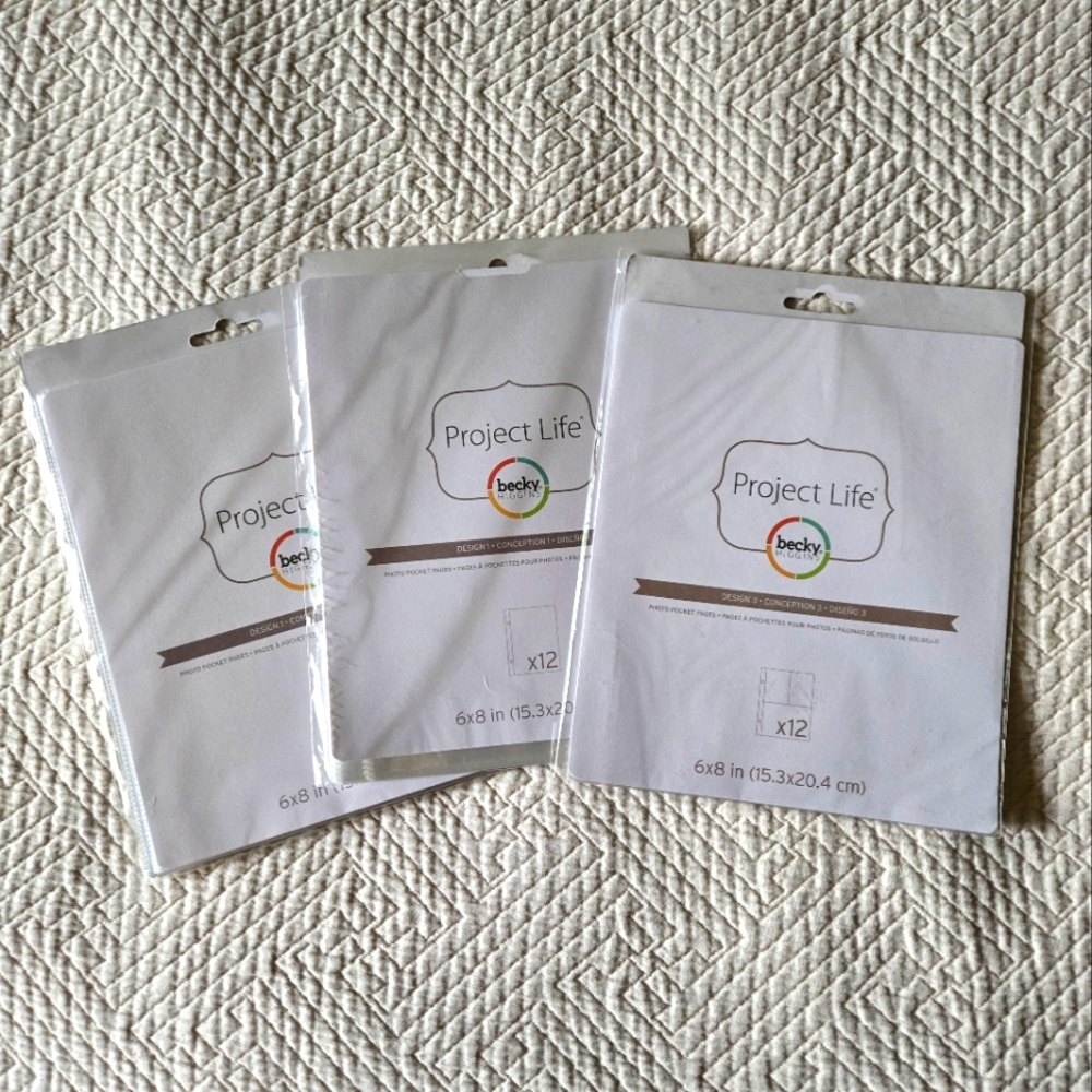 NEW BECKY HIGGINS PHOTO POCKET PAGES 1 SET OF DESIGN 3 AND 2 SETS OF DESIGN 1